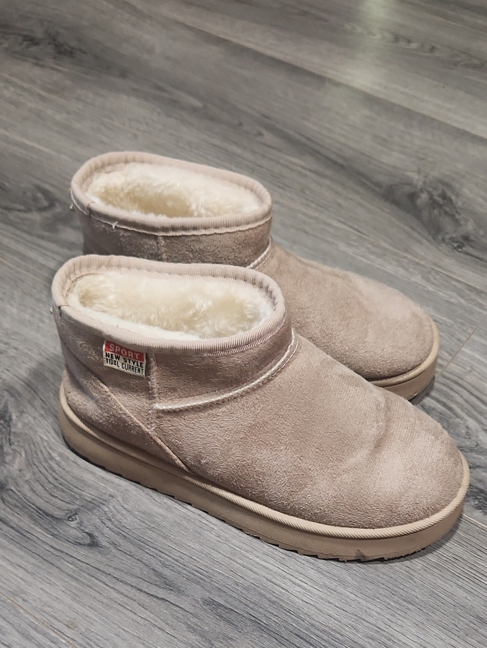 Cozy Low Top Suede Shearling Lined Beige Bootie